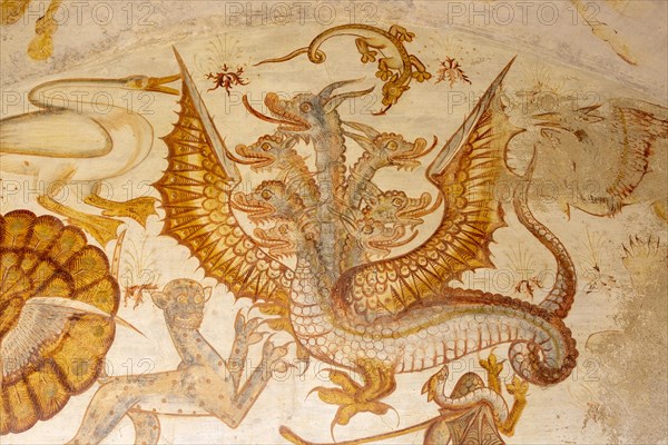 Image set of Casas Pintadas, Evora, Portugal unusual 16th-century murals paintings of creatures