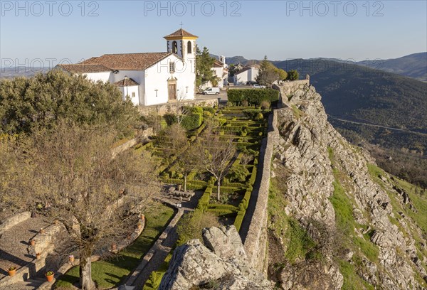 Formal garden historic castle medieval village of Marvao, Portalegre district, Alto Alentejo,
