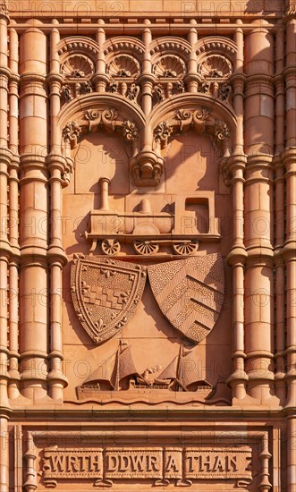 Detail of Pierhead building 1897 architect William Frame, Cardiff Railway Company, Cardiff Bay,