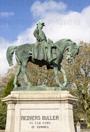 Equestrian bronze statue Redvers Buller (1839-1908) on horse, Exeter, Devon, England, UK by Adrian