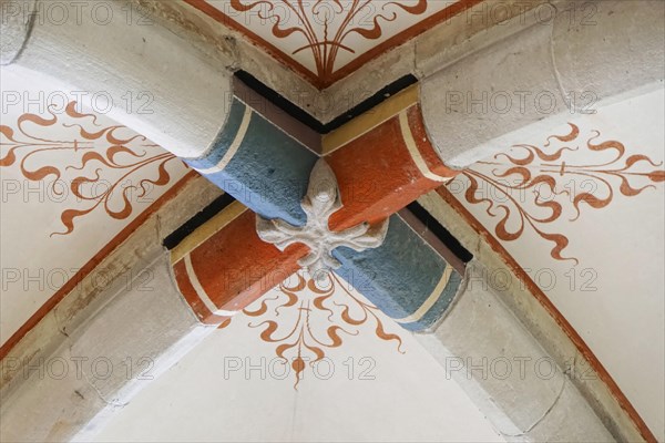 Ceiling with floral frescoes, Bebenhausen Cistercian Monastery, Tuebingen, Baden-Wuerttemberg,