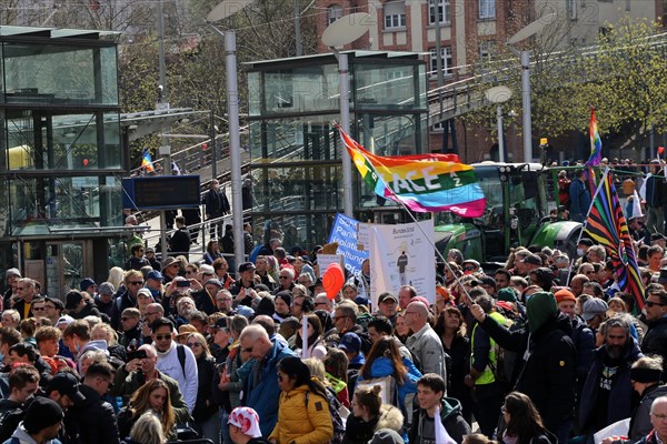 Lateral thinker demonstration in Stuttgart. The motto of the demonstration was Fundamental rights