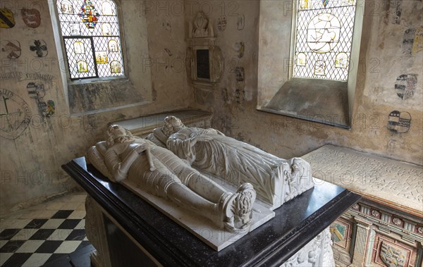 Farleigh Hungerford castle, Somerset, England, UK tombs of Sir Edward Hungerford d 1648 and Lady