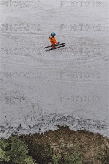 A skier on a ski slope in the Jizera Mountains ski resort near Albrechtice v Jizerskych Horach, 05