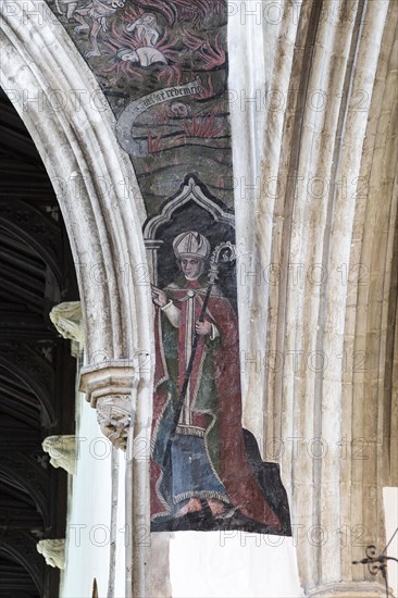 Medieval doom painting of the Day of Judgement, Church of Saint Thomas, Salisbury, Wiltshire,