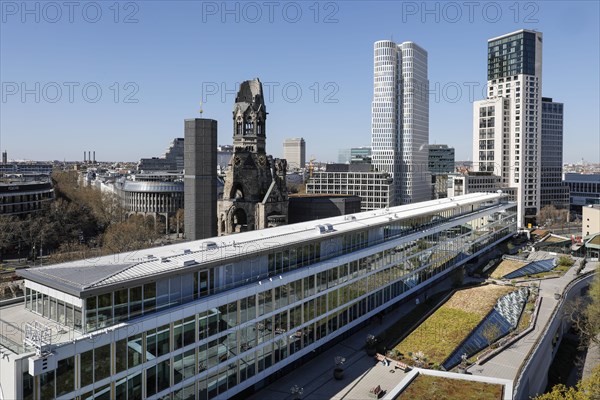 Breitscheidplatz with the Bikini building, the Kaiser Wilhelm Memorial Church, the Walldorf Astoria