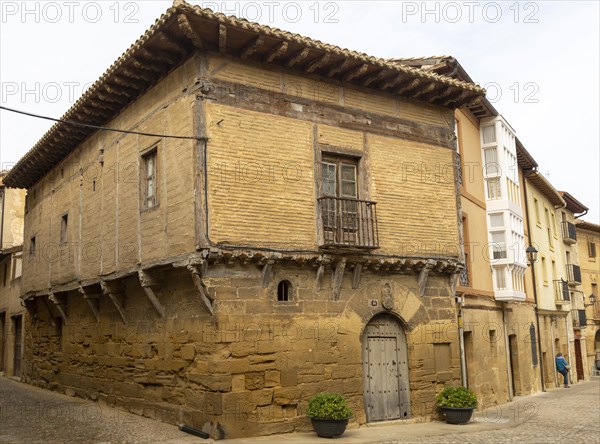 Historic buildings medieval architecture, Plaza Mayor, Briones, La Rioja Alta, Spain medieval