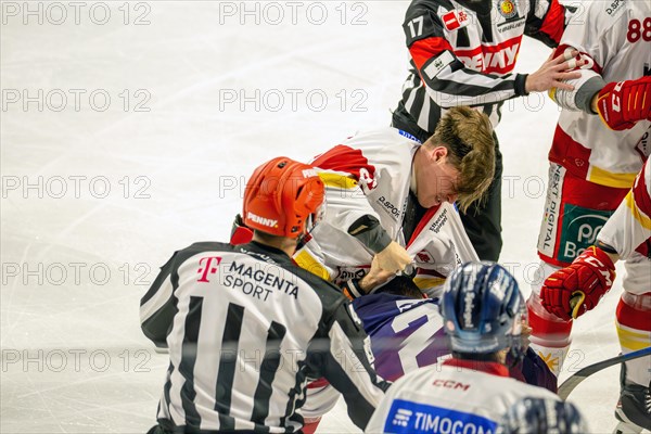 Scuffle at the game between Adler Mannheim and Duesseldorfer EG (PENNY DEL, Deutsche Eishockey
