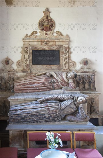 Village parish church Holbrook, Suffolk, England, UK, John Clenche tomb d 1607 and Margarie his
