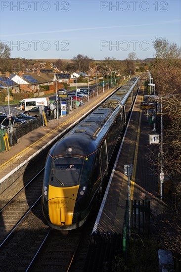 GWR Great Western Railway passenger train, Bedwyn railway station, Great Bedwyn, Wiltshire,