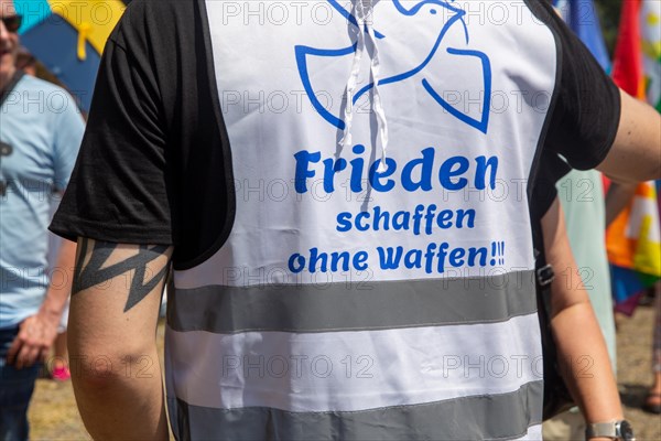 Peace demonstration in front of Ramstein Air Base against war and armament and in favour of