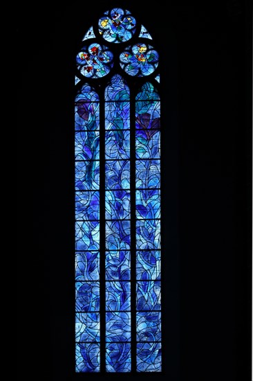 Marc Chagall window, stained glass, stained glass, church, blue, St. Stephen, St. Stephen's Church,