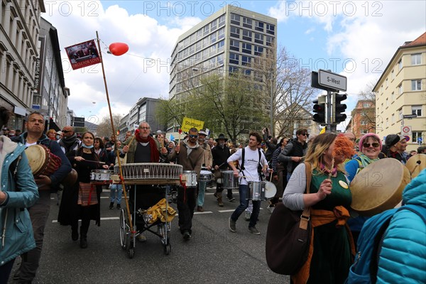 Lateral thinker demonstration in Stuttgart. The motto of the demonstration was Fundamental rights