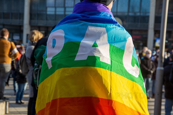 Peace demonstration against the war in Ukraine in the cities of Ludwigshafen and Mannheim with a