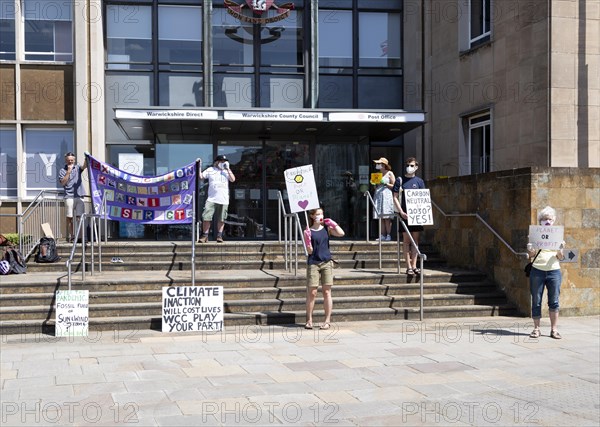 Extinction Rebellion climate change campaign silent protest, County Council HQ, Warwick,