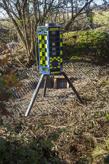 Eviction of badgers clearance of badger sett using metal fencing and one way exit gates, part of