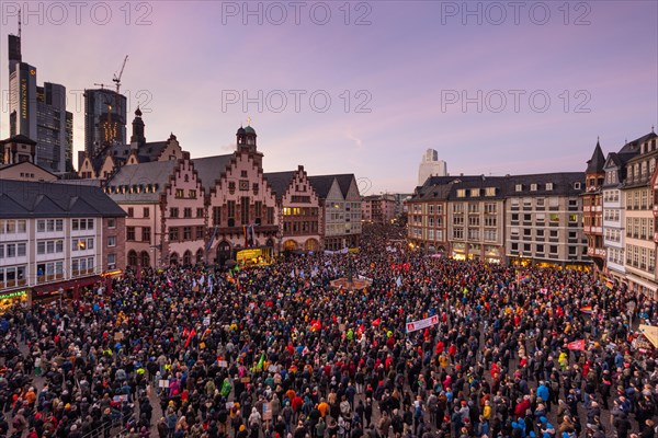 Around 20, 000 people gathered on the Roemerberg in Frankfurt am Main on 5 February 2024 to