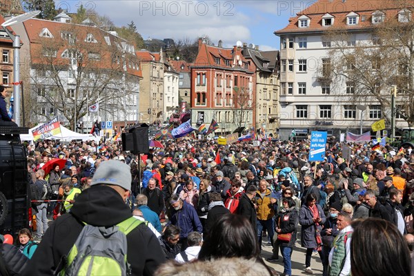 Lateral thinker demonstration in Stuttgart. The motto of the demonstration was Fundamental rights
