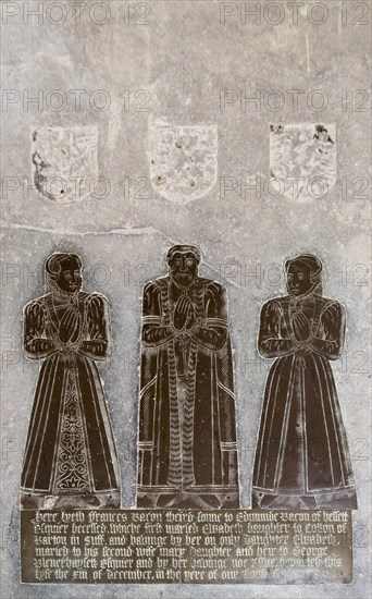 Church of Saint Peter and Paul, Pettistree, Suffolk, England, UK sixteenth century brass memorial