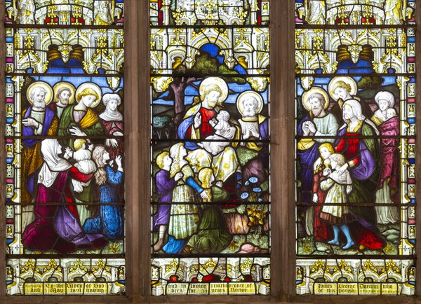 Stained glass east window by Lavers, Barraud, and Westlake c1891, All Saints church, Eyke, Suffolk,