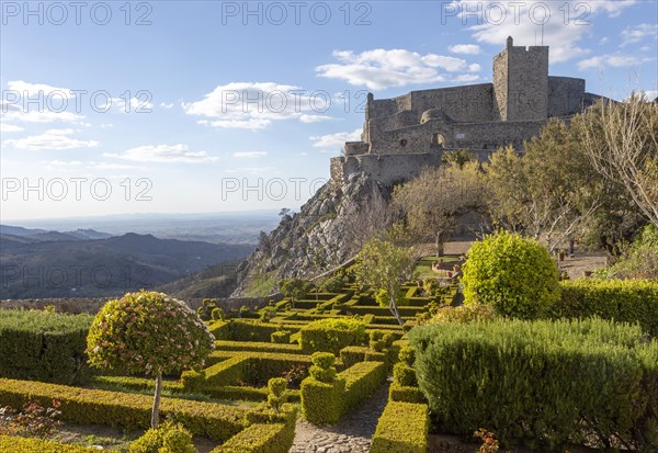 Garden of historic castle medieval village of Marvao, Portalegre district, Alto Alentejo, Portugal,