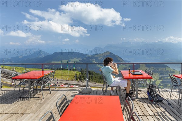 Sun terrace on the Rigi-Kulm, Lake Lucerne, Canton Lucerne, Switzerland, Rigi, Schwyz, Switzerland,