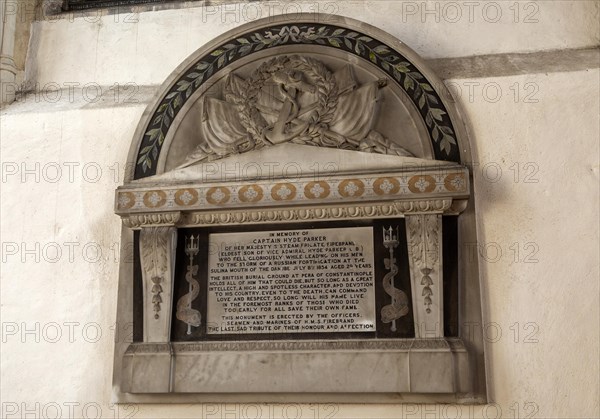 Memorial monument Captain Hyde Parker died Crimean War 1854, H.M.S. Firebrand, Long Melford,