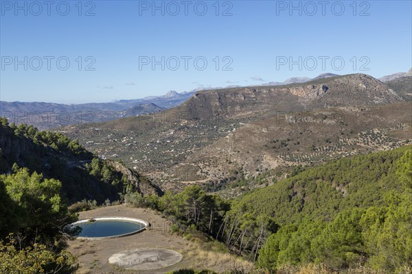View west from Area Recreativa El Alcazar, Sierra Tejeda natural park, Alcaucin, Axarquia,