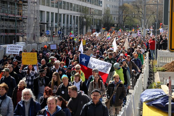 Lateral thinker demonstration in Stuttgart. The motto of the demonstration was Fundamental rights
