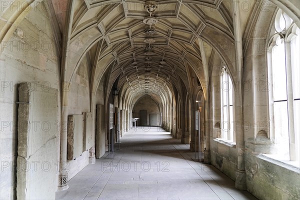 Interior view, cloister, Cistercian monastery Bebenhausen, Tuebingen, Baden-Wuerttemberg, Germany,