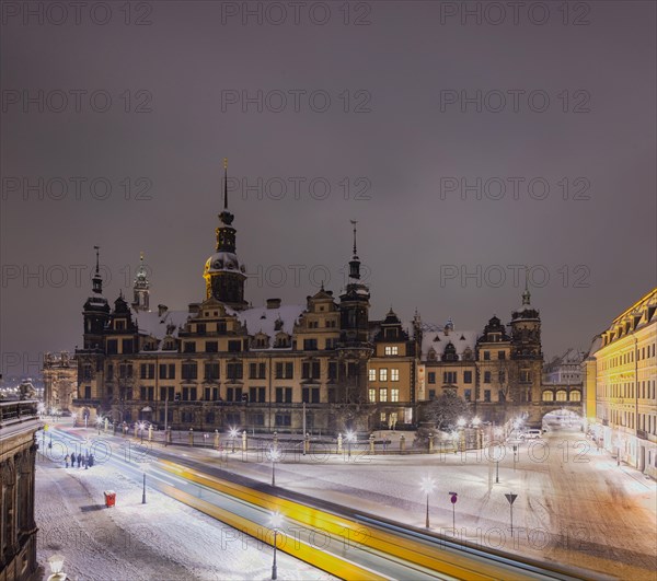 Dresden's Old Town with its historic buildings. Residential Palace in Sophienstrasse, Dresden,