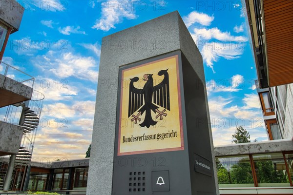 Close-up of the well-known letterbox of the Federal Constitutional Court in Karlsruhe (composing