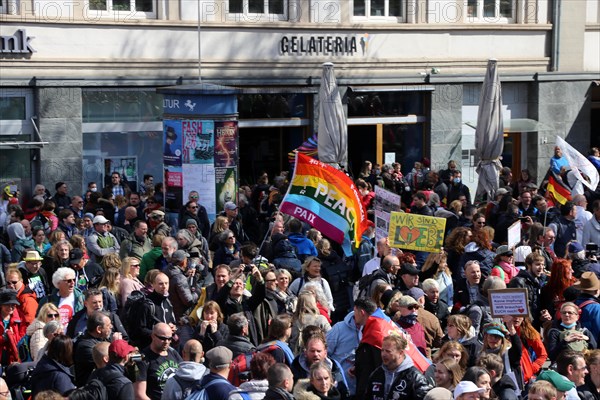 Lateral thinker demonstration in Stuttgart. The motto of the demonstration was Fundamental rights