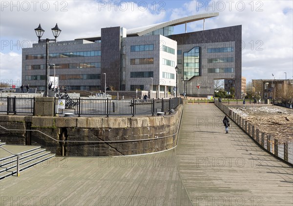 Modern Atradius building in Cardiff Bay redevelopment area, Harbour Drive, Capital Waterside,