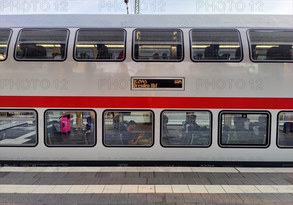 Double-decker Intercity at the main railway station, Dortmund, North Rhine-Westphalia, Germany,