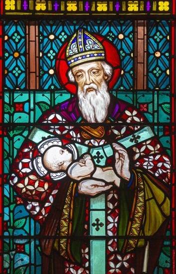 Stained glass window by Henry Holiday 1863 Shimpling church, Suffolk, England, UK Pre-Raphaelite