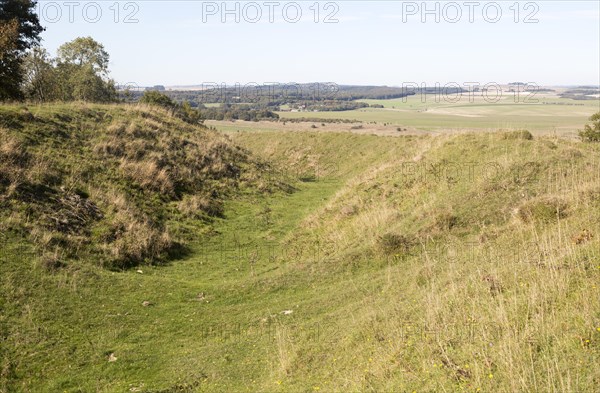 Sidbury Camp or Sidbury Hill Iron Age hill fort, Haxton Down, near Everleigh, Wiltshire, England,