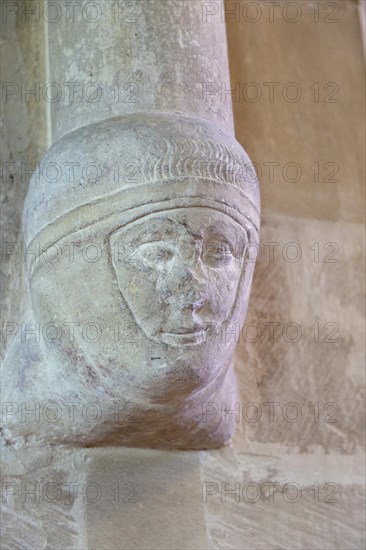 Medieval carved corbel, possibly the head of Richard, Earl of Cornwall, church of the Holy Cross,