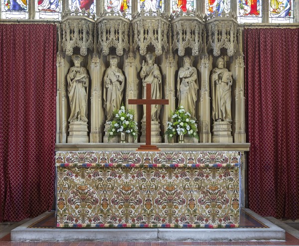 Church of Saint Mary, Berkeley, Gloucestershire, England, UK high altar with reredos 1881