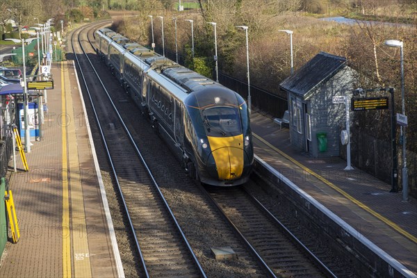 GWR Great Western Railway passenger train, Bedwyn railway station, Great Bedwyn, Wiltshire,
