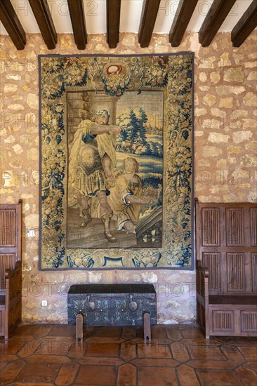 'The Emperor Orders Supplies from Rome' Flemish wool silk tapestry c 1650, Parador castle hotel,
