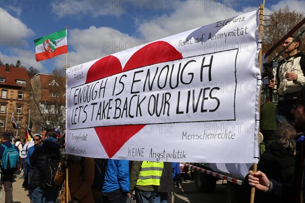 Lateral thinker demonstration in Stuttgart. The motto of the demonstration was Fundamental rights