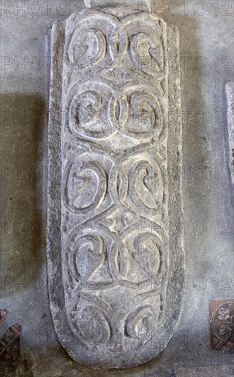 Anglo Saxon carved stone crosses from 9th-11th century, Holy Cross church, Ramsbury, Wiltshire,