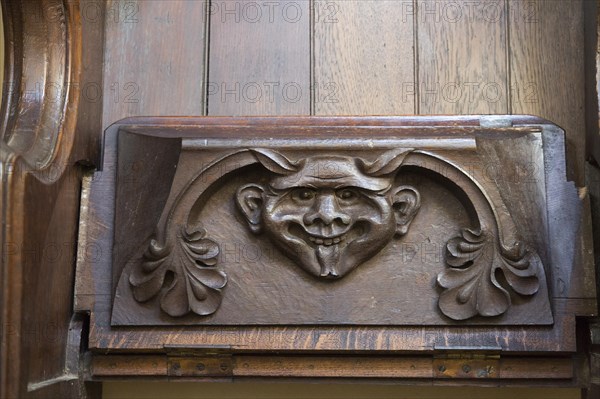 Church of Saint Mary of the Assumption, Ufford, Suffolk, England, UK grotesque devil face on