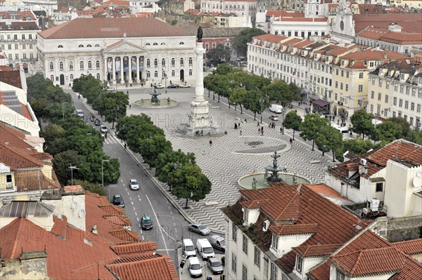 Rossio Square, view from the lift Elevador de Santa Justa, also Elevador do Carmo, Lisbon, Lisboa,