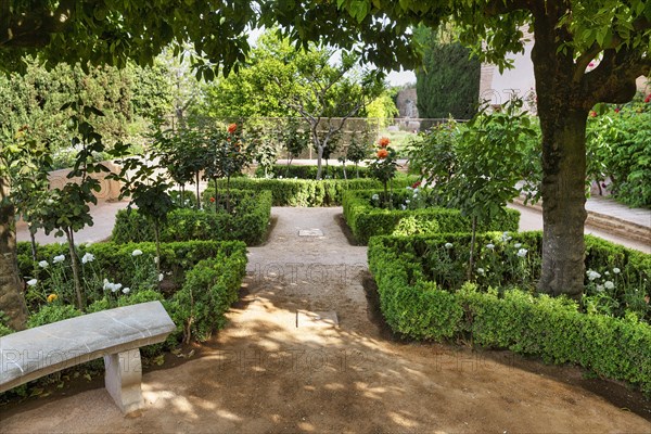 Gardens, arabic, islamic, oriental, light and shadow, Generalife Gardens, Alhambra, Granada, Spain,