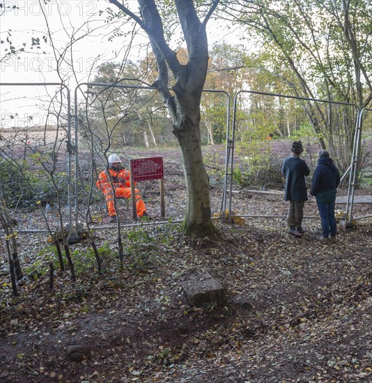 HS2 construction site Crackley Woods, Kenilworth, Warwickshire, England, UK, November 2020,