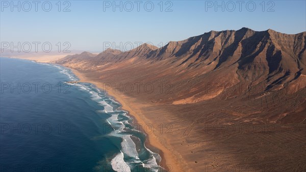 Playa de Cofete, Parque Natural Jandia, Jandia peninsula, aerial view, Canary Islands,