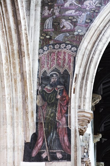Medieval doom painting of the Day of Judgement, Church of Saint Thomas, Salisbury, Wiltshire,
