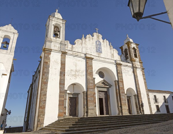 Historic church inside the walled hilltop village of Monsaraz, Alto Alentejo, Portugal, southern
